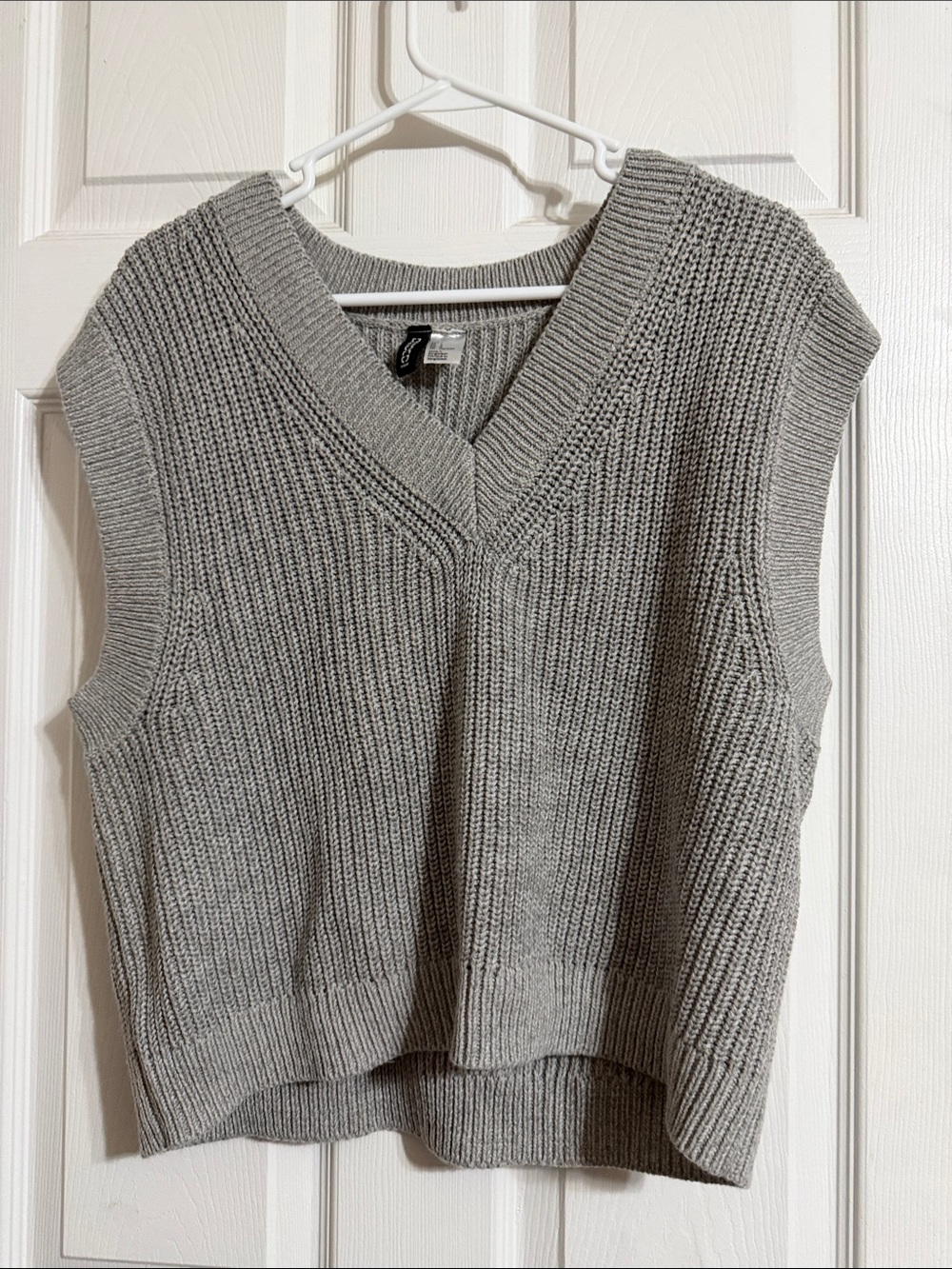 Divided Gray Ribbed V-Neck Sleeveless Sweater Vest - Picture 1 of 2